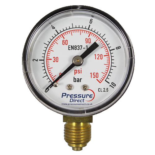 Pressure Gauge Plastic Ø50Mm 1/4"/R 0/16Bar