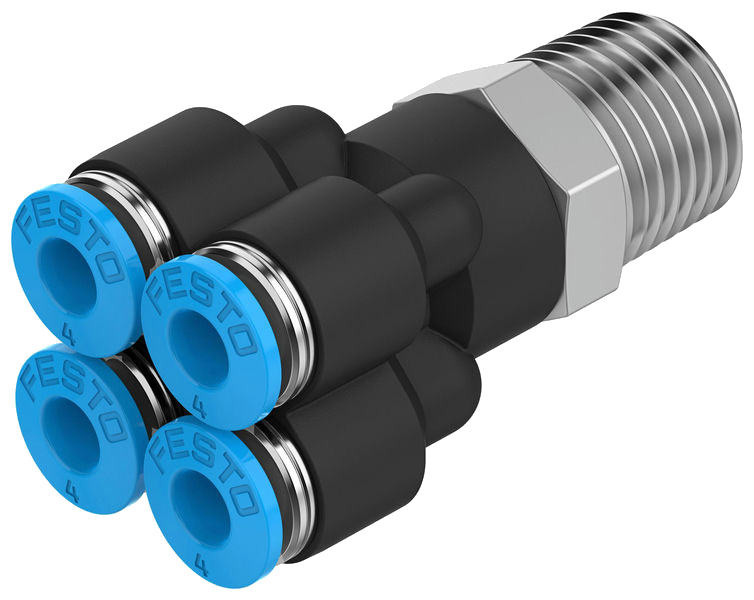 T-Multiple Distributor 3-Fold R3/8" Ø1X8Mm-3X6Mm 'Qmvtpk 3886'