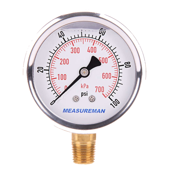 Glycerin Pressure Gauge Va Ø63Mm 1/4"/R 0/100Bar Meg630/100U